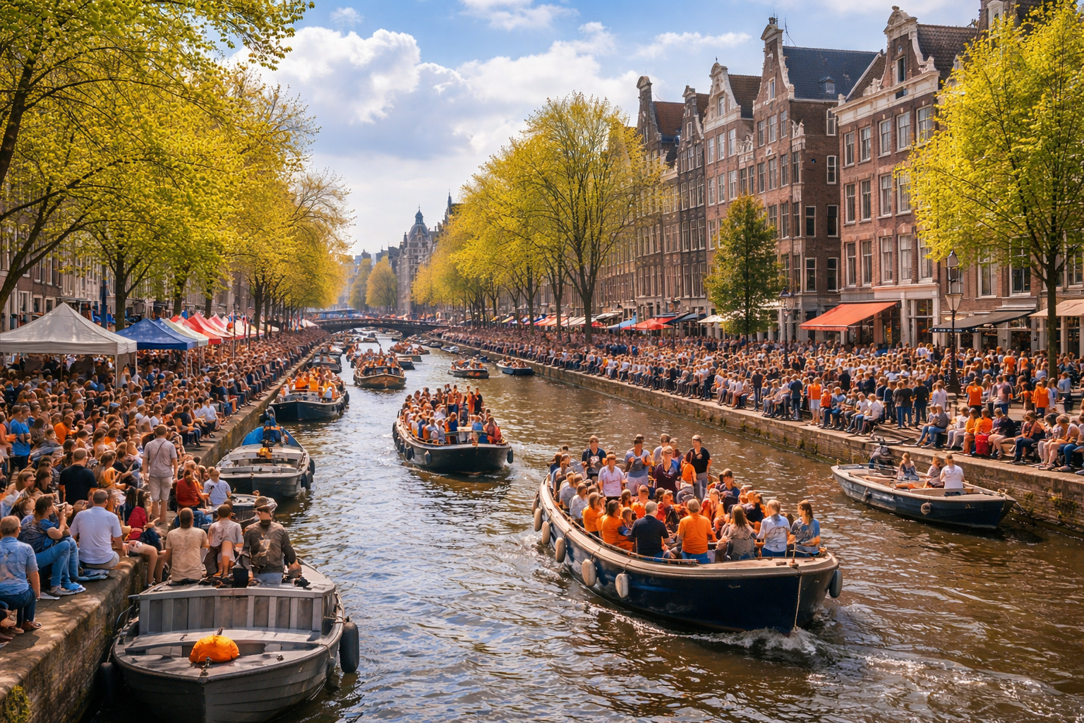 Kleurrijk uitzicht over de Brouwersgracht in de Jordaan in Amsterdam
